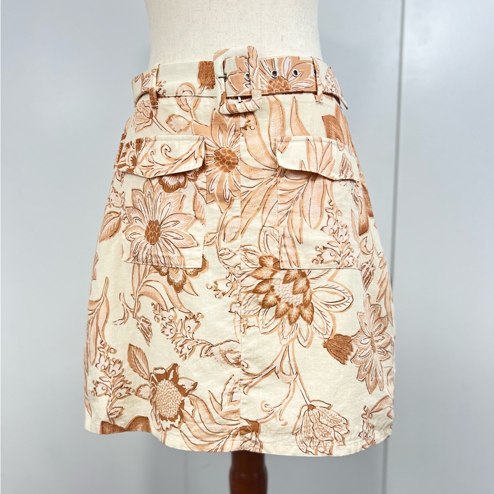 Mango high waist straight belted mini skirt